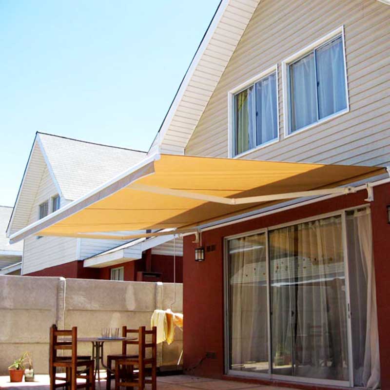 Top retractable folding arm awnings 